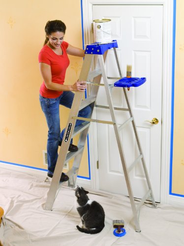 Louisville Ladder Louisville AS2100, 250 lb, 3 in Width X 3 in Depth Non-Conductive Rail, 5 Rung 6-Foot Aluminum Step Ladder, 250-Pound Capacity, AS2106, 6-Feet, 6 Ft