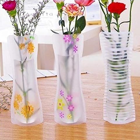 3Pcs Portable Eco-friendly Flower Cute Foldable Vase Wedding Office Home Decoration Random PVC Plastic Flower Vase Cover