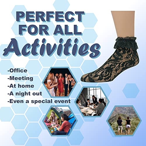 Image of EMEM Apparel Women's Lace Anklet Socks with Ruffle