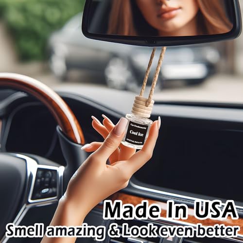 Image of Car Air Freshener Hanging Diffuser, Essentials Oil Car Fresheners For Vehicle, Long Lasting Fragrance Car Air Diffusers, Made in USA(2 Bottles), Black Ice Type