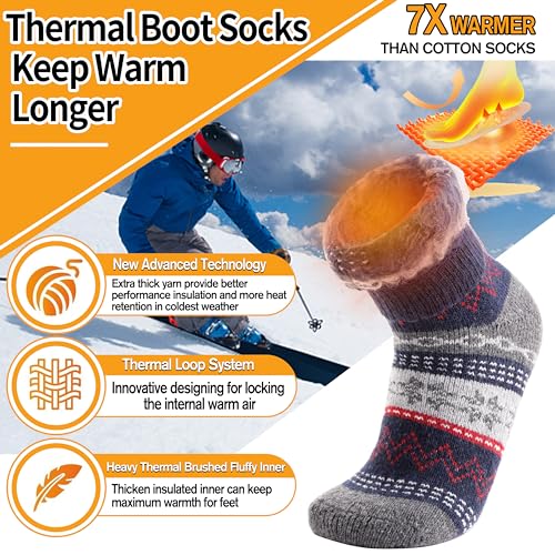 Image of 3 Pairs Warm Thermal Socks for Women & Men Winter Ski Thick Boot Insulated Socks for Cold Weather
