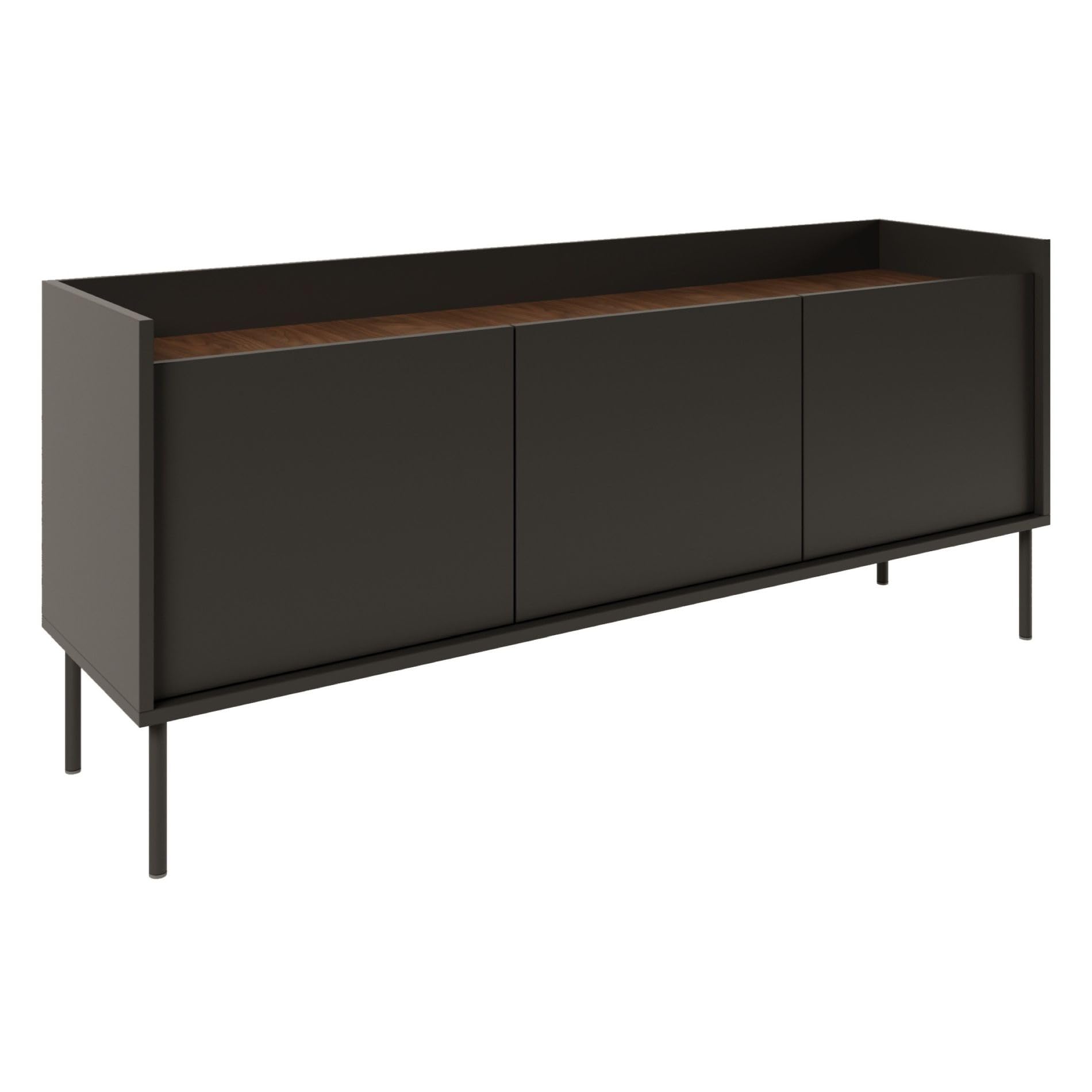 Selsey Mobile TV Moderno Design Minimalista Nero 140 cm Mobile Porta TV Soggiorno Opaco con Gambe Metalliche, Ripiani Spaziosi Prodotto in Polonia