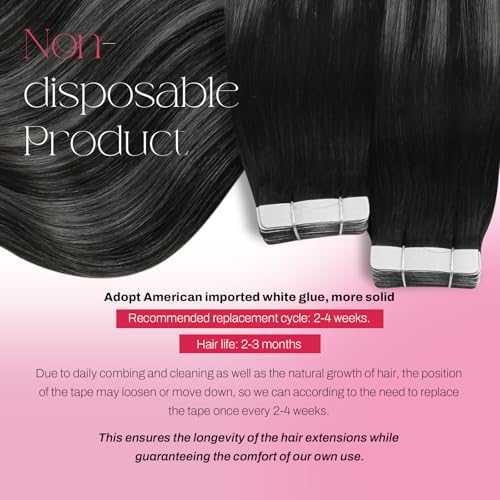 Image of Moresoo Tape in Extensions Human Hair Black Silver Balayage 12in 20Pcs 30g | Invisible tape in hair extensions, Remy straight texture, black silver contrast, flat tabs, short bob and daily styling