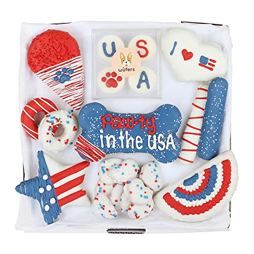 WÜFERS Dog Cookie Box | Handmade Hand-Decorated Dog Treats | Dog Gift Box Made with Locally Sourced Ingredients (DogBlessAmerica)