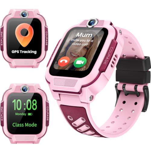 imoo Z3 Watch for Kids Kids Smart Watch with GPS Tracker 4G Phone Watch with SIM Card/WiFi for Boys & Girls Voice & Video Call SOS Camera School Mode IP68 Waterproof-Pink