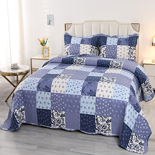 Qucover Colchas para Cama 150 Modernas de Patchwork Colchas de Verano Cubrecama de 230x250 cm y Dos Fundas de Almohada de 50x70 cm Ideal para Verano y Entretiempo Suave y Transpirable