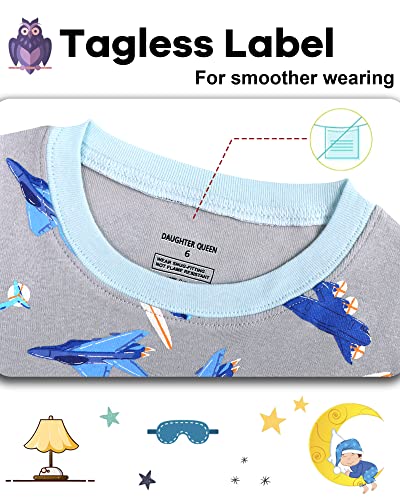 Image of DAUGHTER QUEEN Boys Pajamas 4 Pieces Long Set 100% Cotton Sleepwear Size 18 Months-12 Years