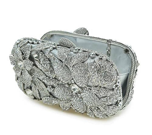 Image of Luxury Crystal Clutch Purse for Women Rhinestone Handbag Formal Party Evening Bag Sparkly Bridal Flower Purse