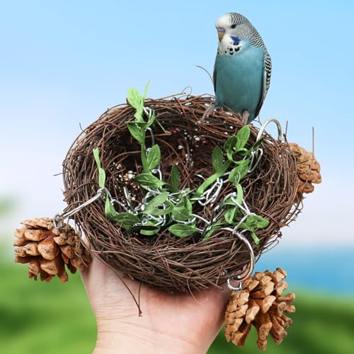 Image of Parakeet Nest, Hanging Parrot Hammock, Bird Swing Toys, Bird Perch Stand Toys, Birdcage Accessories, Suitable for Small to Medium Bird Parakeets Cockatiels