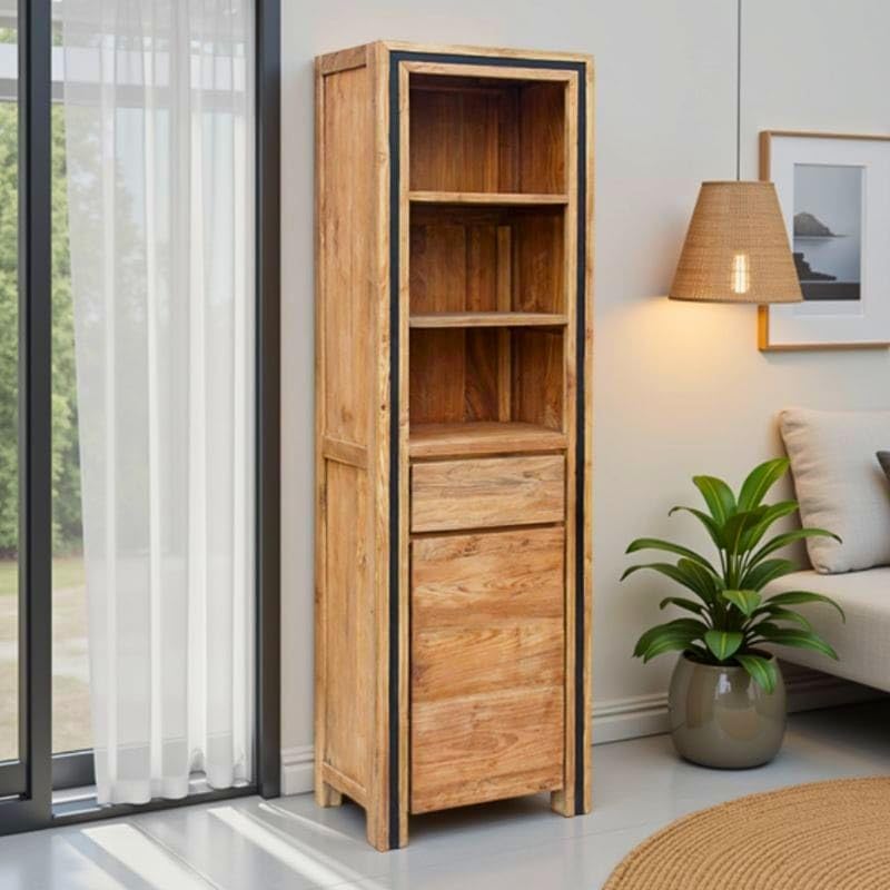 KaYu Meuble Bibliothèque Teck recyclé Massif 60cm KAYOA Casita 1 tiroir