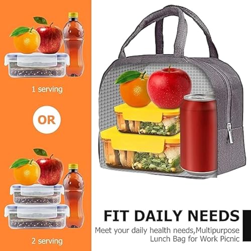 Image of Milton Reusable Lunch Bag,Combo Pack Tiffin Bag for School, College, Office,Picnic Travels Waterproof Lunch Bag Insulated Lunch Bag with Handles, Ocean Fish and Arrow Print Design, Set of 2