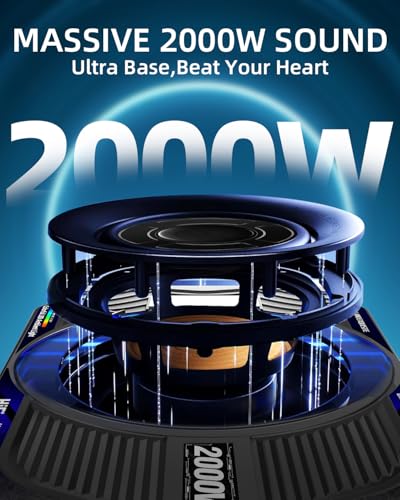 Image of 2000W 10 Inch Underseat Car Subwoofer and Amp Package, Slim Powered Under Seat Sub with Built-in Class D Amp, RGB Beat-Synced Light, Low Pass Filter, Bass Boost for Truck SUV