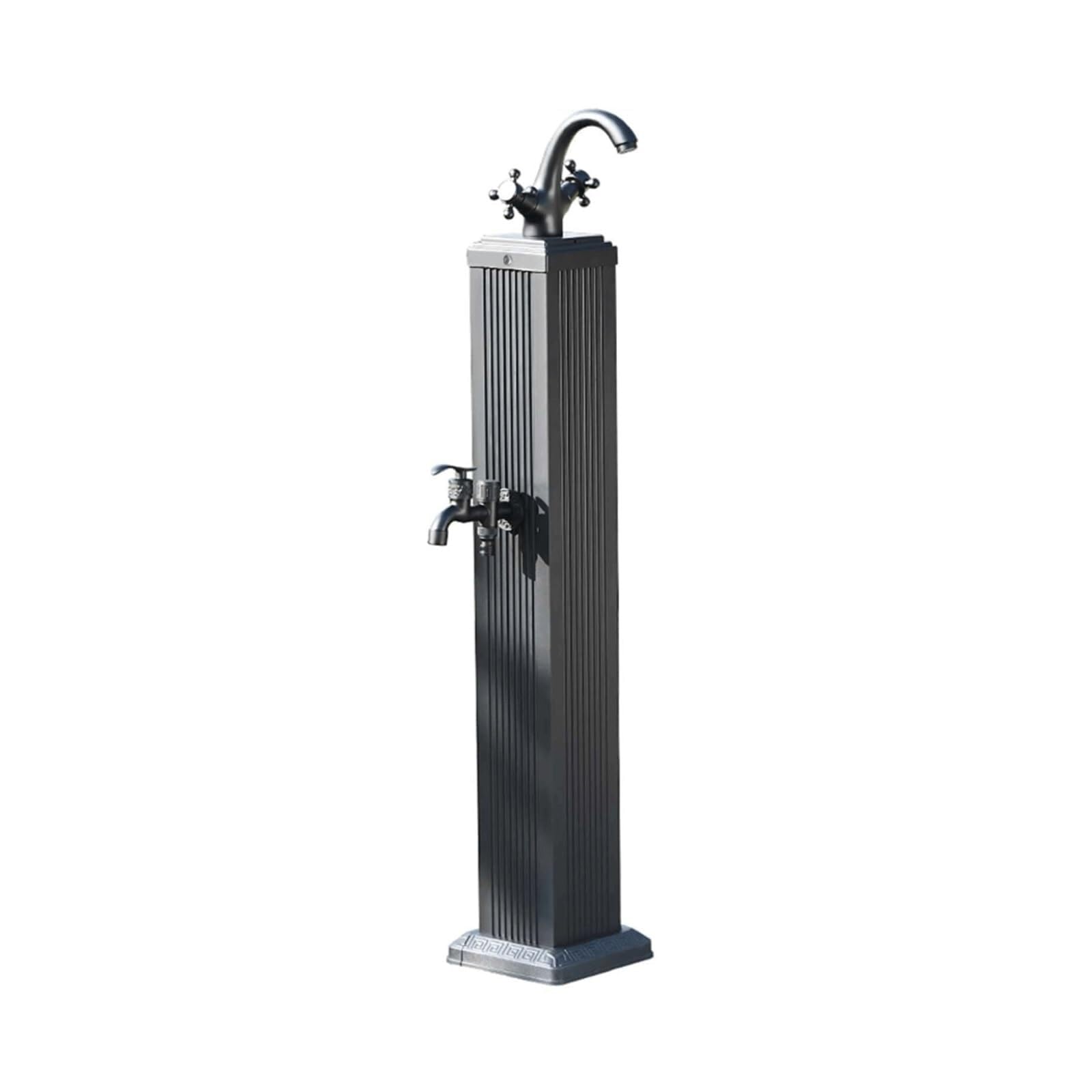 Pzeob Nero Outdoor Garden Water Column Standing Water Hydrant With Dual Brass Faucets, Antifreeze Antique Bronze Column Pedestal Water Tap(Nero)