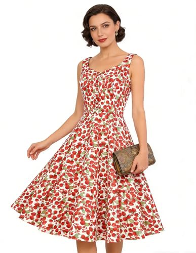 Image of Belle Poque 1950s Vintage Dress for Women Sleeveless Homecoming Dresses Cocktail Party A-Line Summer Dress