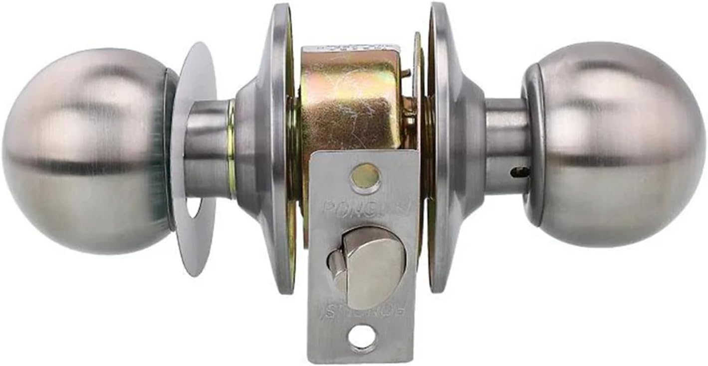 5791 Stainless Steel Round Door Knobs Rotation Lock Knobset Handle Metal with Key 1Pcs(127mm)
