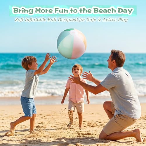 MiniInflat 3 Pcs Pastel Inflatable Beach Balls 24 & 16 Inch Large Round Pool Balls PVC Toys for Adults Kids Summer Beach Water Games, Birthday Luau Party Favors Decorations(Morandi) - image 7