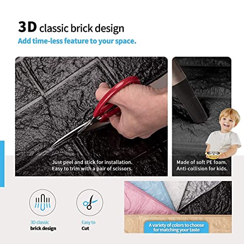 Image of Barebeauty 3D Wall Panel Wallpaper, Self Adhesive PE Foam Brick Sticker, Waterproof Peel & Stick Wall Covering for Home, Bedroom & Living Room Decor, 70 x 77 cm (Pack of 1, 5.8 Sq. Ft. Approx)