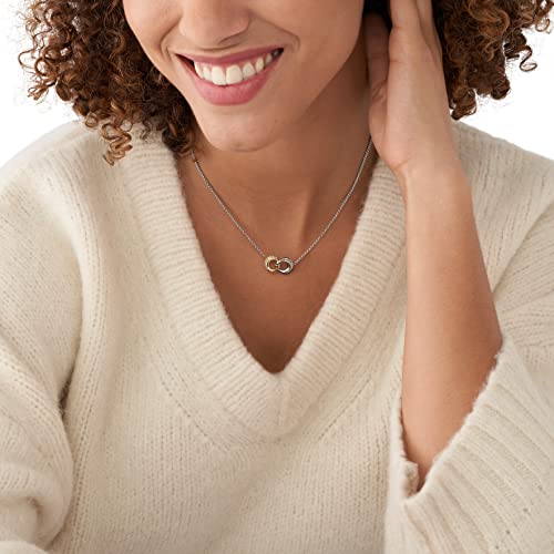 Skagen Women's Kariana Silver Tone Pendant Necklace With Crystal Accents, Two-Tone #TOP2