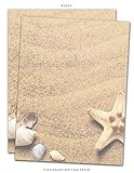 Beach Stationary Writing Paper: Letterhead Paper, 25 Sheets, Sand Seashells Themed for Writing, Flyers, Copying, Crafting, Invitations, Party, Office, Events, Desktop, School Supplies, 8.5 x 11 Inch