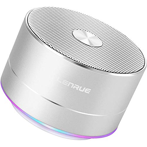 LENRUE Portable Wireless Bluetooth Speaker with Built-in-Mic,Handsfree Call,AUX Line,for Iphone Ipad Android Smartphone and More (Silver)