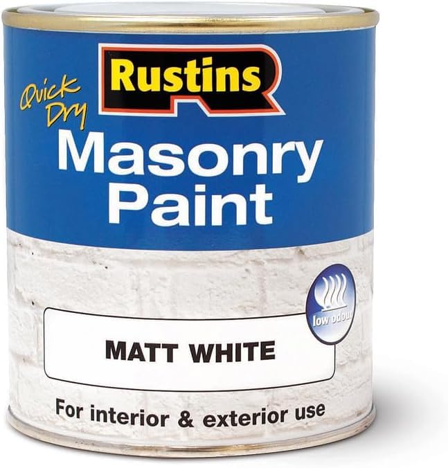 Rustins Masonry Quick Dry Paint for Interior & Exterior Use White 500ml