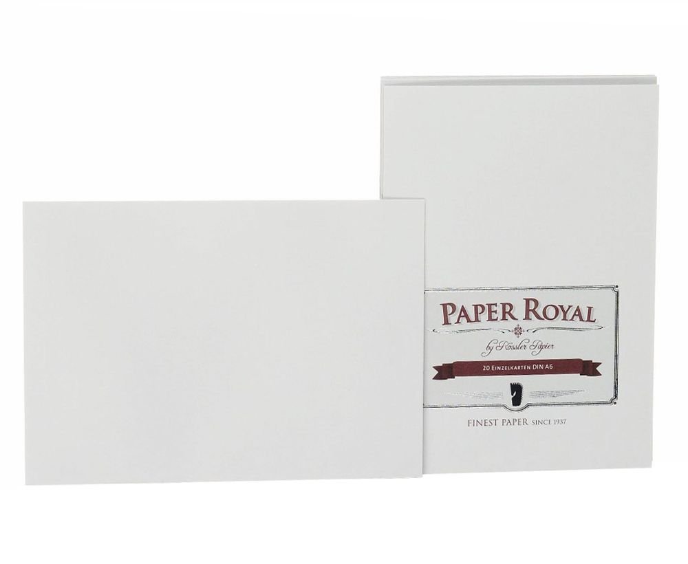 Rössler Papier 2052831170 - Enkele kaart DIN A6, 20 stuks, Papier Royal, geribbeld, ijsgrijs