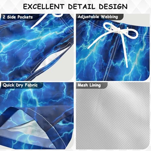 Boccsty Dark Blue Lightning Boys Swim Trunks Baby Kids Swimwear Summer Toddler Beach Board Shorts 2T3