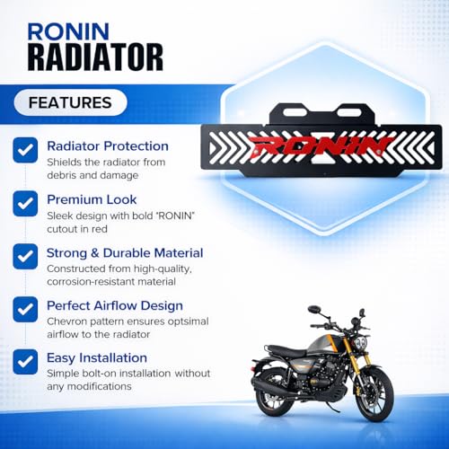Image of Bike Radiator Grill Guard with Logo Black Red for TVS Ronin Model 1