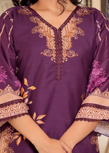 Image of Vbuyz Women's Digital Print Muslin Pakistani Style Stitched Kurta Palazzo With Dupatta | Eid Suits For Women | Salwarsuit For Women
