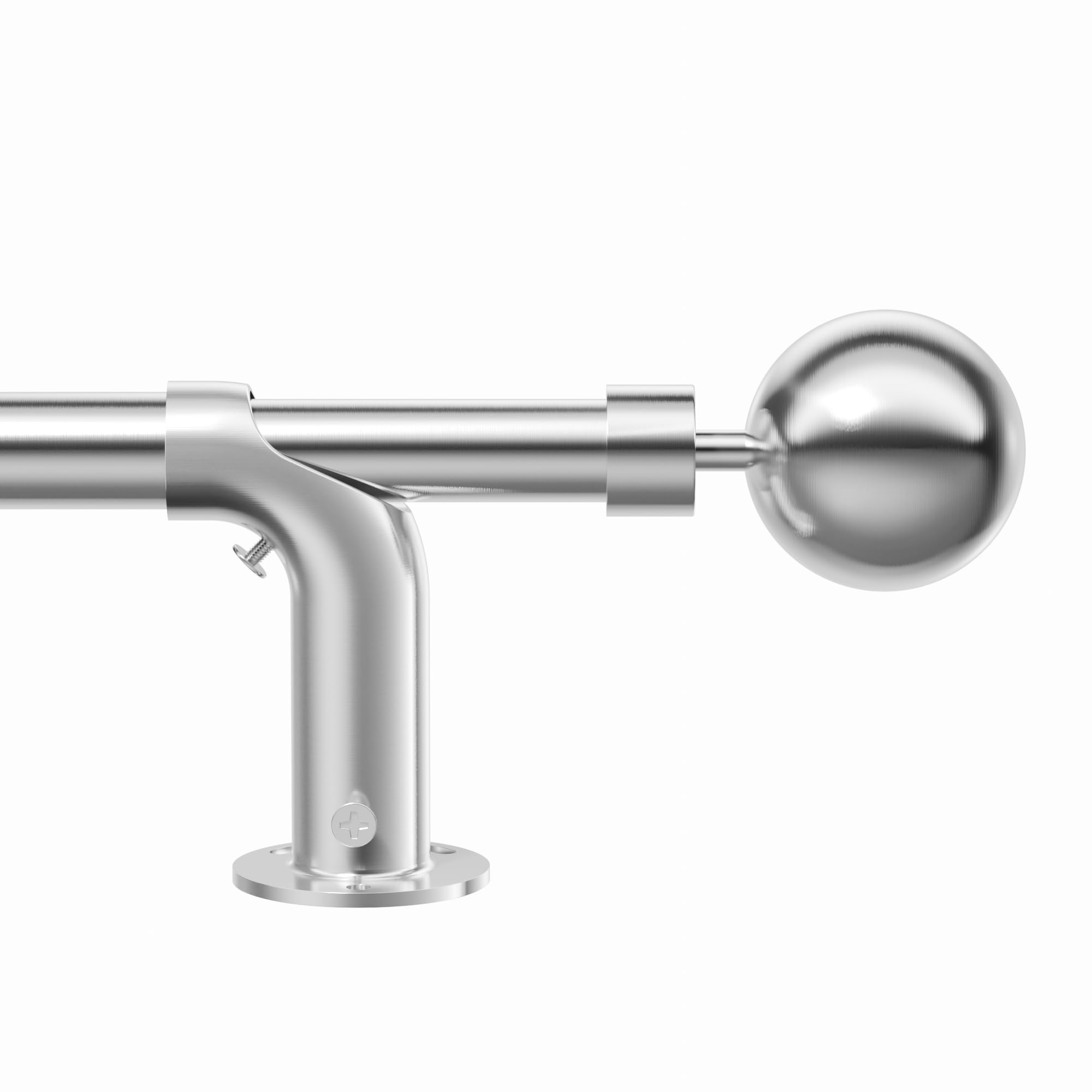 Vuynuxs Adjustable Blackout Curtain Pole - Curved Design 76-280cm (30-110"), 22/25mm Heavy Duty Metal with 60mm Ball Finials for Eyelet Curtains ，Brushed Nickel