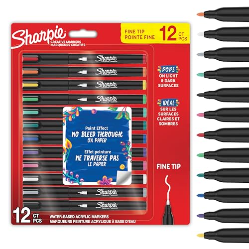 Marqueurs peinture acrylique Sharpie x12 pointe fine pour tout support