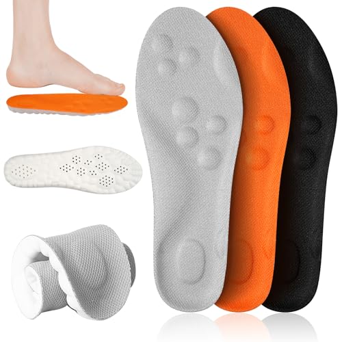3 Paar Orthopädische Einlegesohlen Damen Herren Komfort Sport Einlagen Schuheinlagen Atmungsaktiv für Plattfuß Fersensporn Plantarfasziitis für Sport und Arbeitsschuhe Gr 41-42