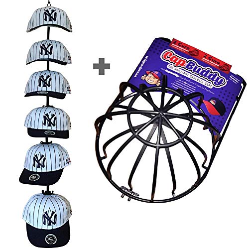 Soporte para gorras planas, Mantiene el orden, para 18 hasta 36 gorras de Béisbol según modelo, 7: Schwarz 6 Clips mit Cap Buddy