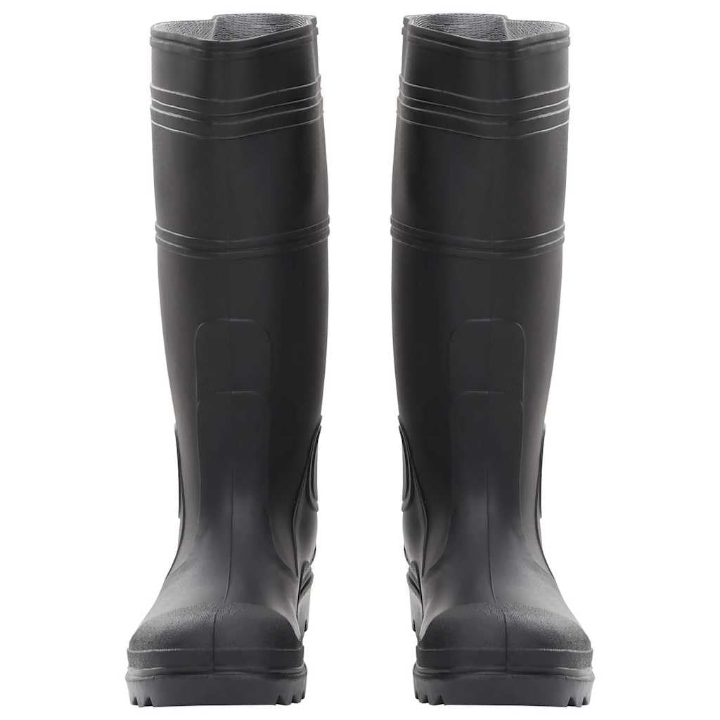 Botas de goma negras tamaño PVC impermeable y resistente, 38, altura del vástago, suela antideslizante para lluvia, jardín, playa y paseos en clima húmedo