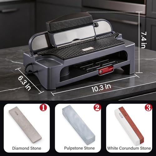 Image of Knife Sharpener,3 Stage Kitchen Knife Sharpener,Adjustable Multi-Angle Guide Knife Sharpening Stone,Gifts for Women Men,Magnetic Manual Knife Sharpening Kit,Diamond & Pulpstone & White Corundum
