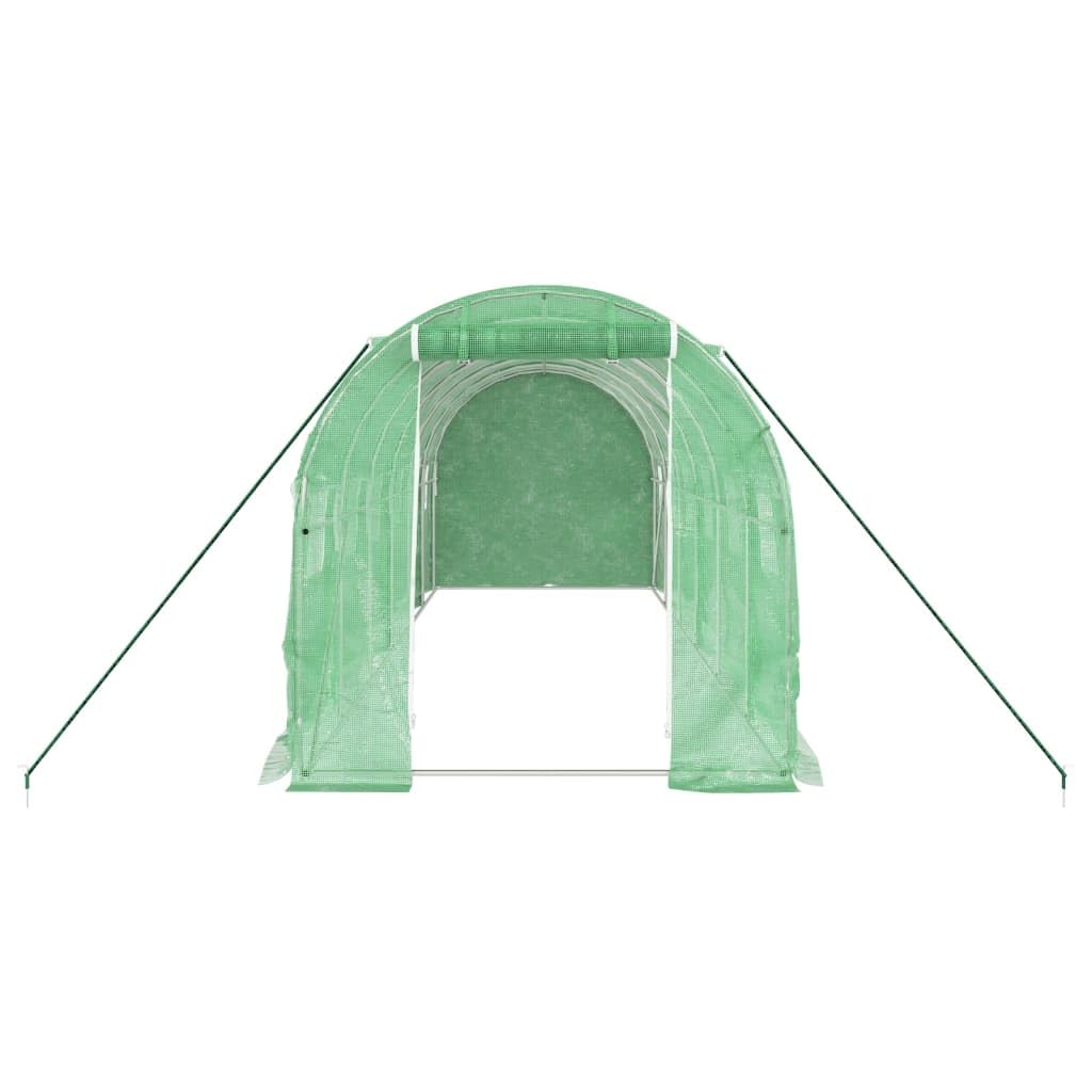 Szklarnia ze stalową ramą, zielona, tunel foliowy 12 m², 6 x 2 x 2 m, PE 140 g m², 4 okna z siatki, zwijane drzwi z zamkiem błyskawicznym do domku na pomidory, do uprawy pomidorów