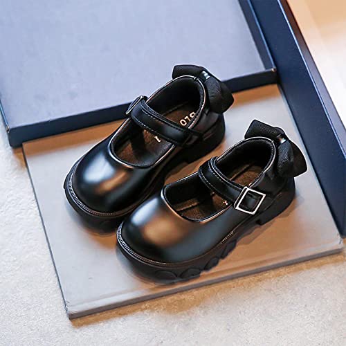 Fashion All Seasons Children Casual Shoes Girls Thick Sole Non Slip Solid Color Buckle Back Bowknot Girls Boots 11 (Black, 4-4.5 Years Toddler)2