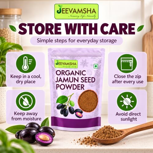 Image of Jamun Seed Powder 430G - Organic Ayurvedic Supplement for Diabetes Blood Sugar Support & Digestion Pure & Natural