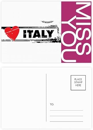 Amazon 私はイタリア愛ハートイラストの愛の言葉 ポストカードセットサンクスカード郵送側個ミス グリーティングカード 文房具 オフィス用品