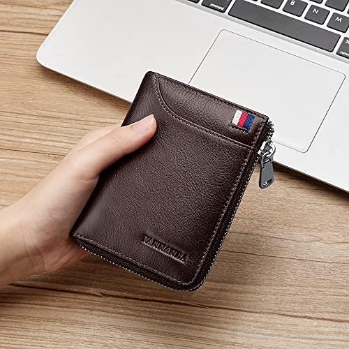 VANNANBA Wallets for Men RFID Genuine Leather Slim Mens Wallet with Front Pocket (grey)4