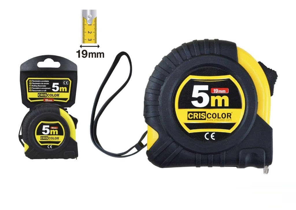 Metro 5 m flexometro negro agarre cinturon 12 unidades 19mm x 5m