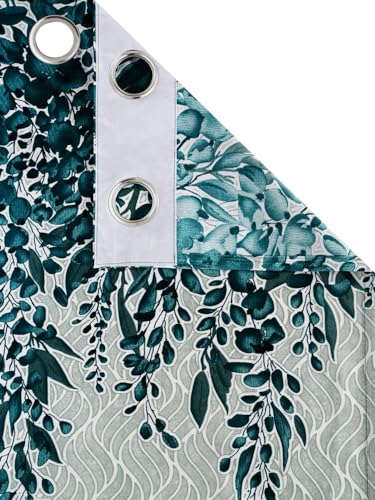 Image of Home Sizzler 2 Pieces Sunflower Panel Eyelet Polyester Door Curtains - 7 Feet, Turquoise Green