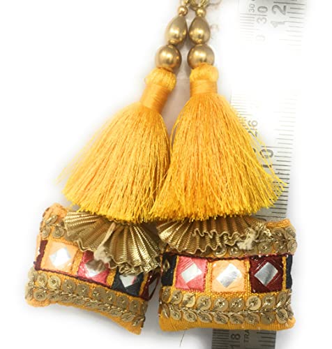 Image of Set of 2 Blouse Latkan (Gray, Gold, Black, Silver, Copper, 12cm Long) (Golden)