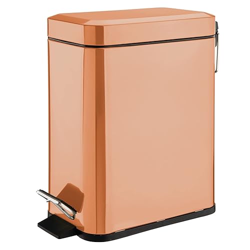 Miniatura 126 de mDesign - Cubo de basura de 1,3 galones de perfil delgado con escalón de metal, papelera, contenedor de basura, baño, tocador, dormitorio, cocina,