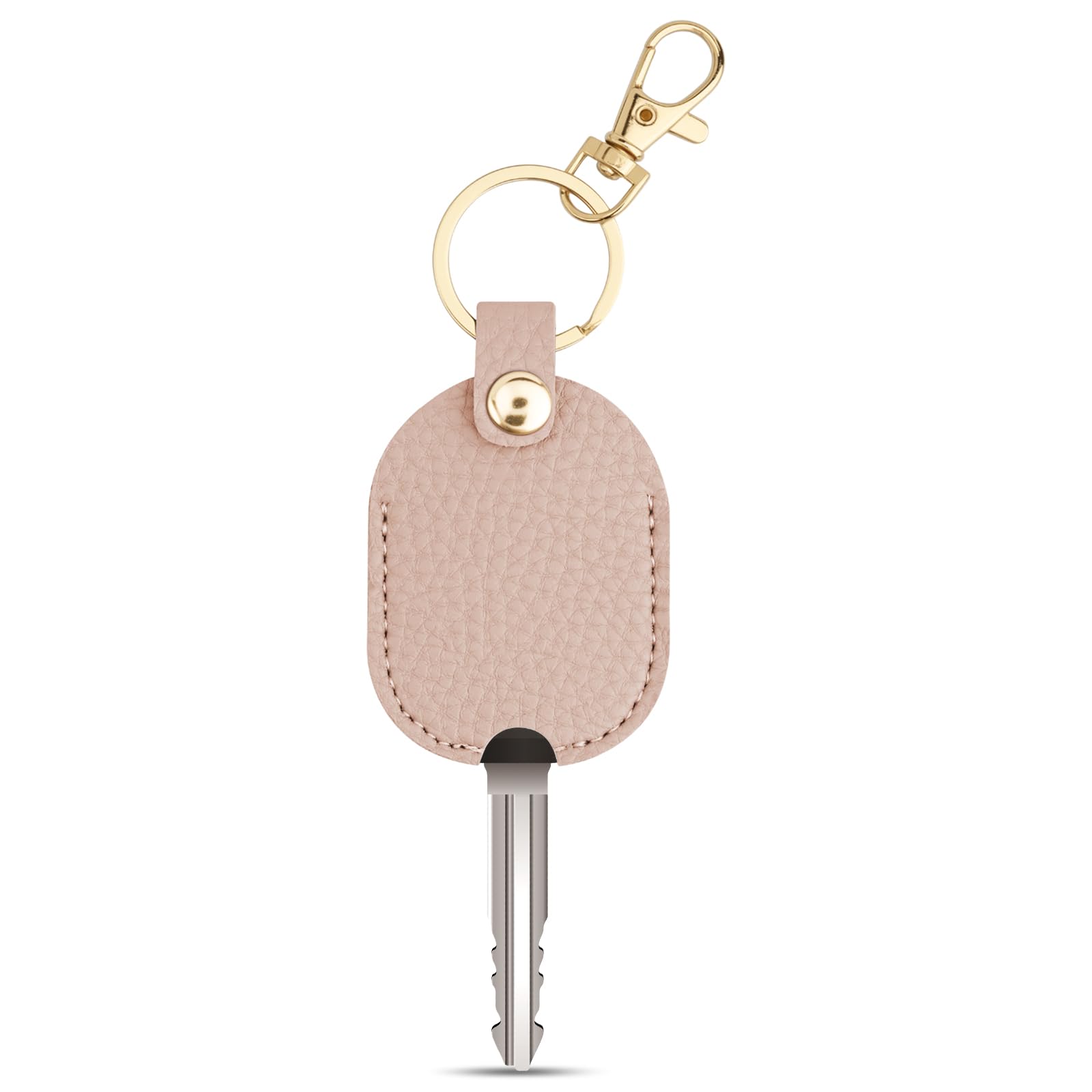 Aecsze Leather Car Key Cover, Key Covers for Car Keys, Broken Key Protector with Iron Key Ring (Pink) - key shells | Mubboo