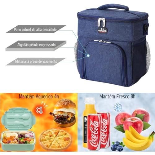Lancheira Térmica para Homens/Mulheres, Mochila Termica Fitness Unissex Grande Capacidade para Marmi
