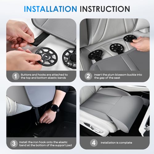 Image of FLORICH Car Seat Extender Leg Support Cushion for Driver Seats Office Chair, Leather Widened seat Cushion for Long Drivers Universal Car Seat Cushion Legs Rest Pads-Grey