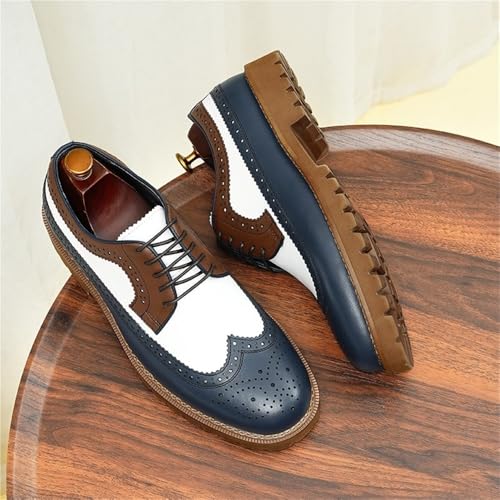 Men's Lace up Oxford Dress Shoes Soft Leather Comfortable Business Casual Formal Office Work Two Tone Color Footwear3