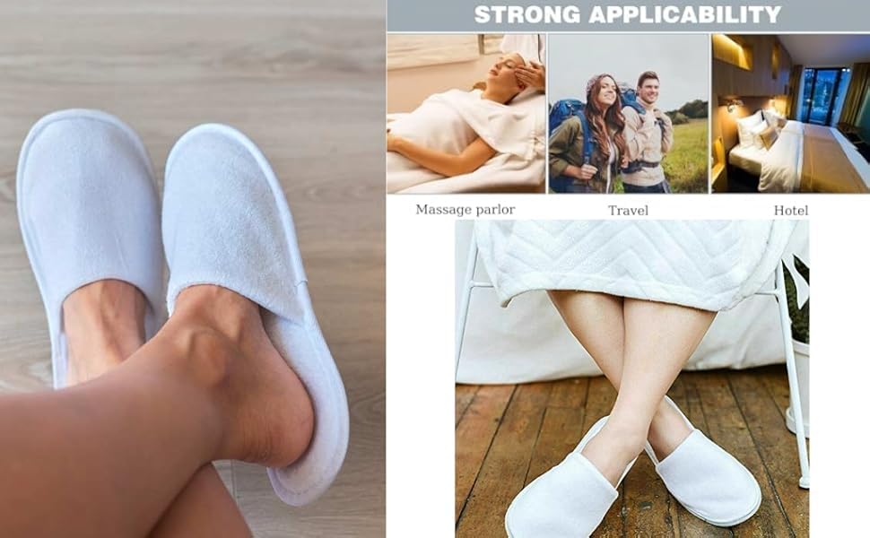 Image of Kalpana's White Spa Slippers - Disposable Cotton Slippers, Closed Toe, Non-Slip Sole, for Women & Men - Hotel, Guest, Travel, Salon, Party, Spa, Pedicure Use (Pack of 1)