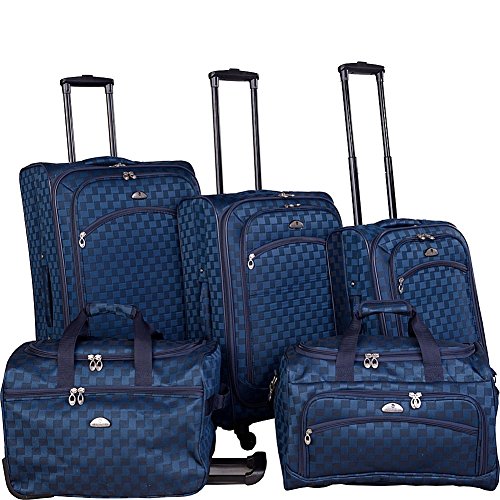 American Flyer Madrid 5-Piece Spinner Luggage Set, Blue, One Size #TOP27